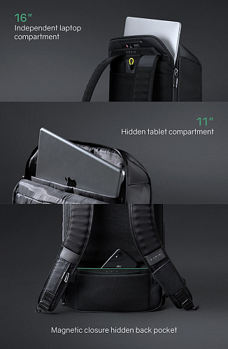 Рюкзак FlipPack 47х30х17 см, темно-зеленый/черный