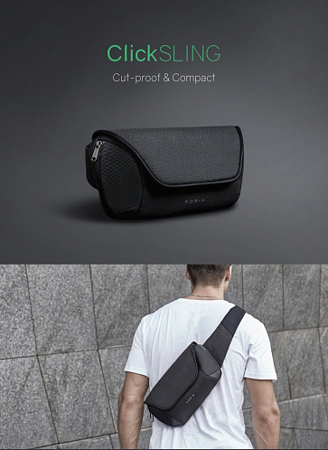 Наплечная сумка ClickSling 32,5х17,3х11 см, черная