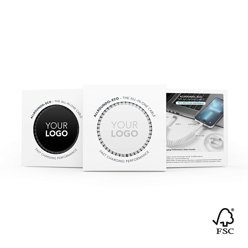 Кабель спиральный в футляре Allroundo eco с быстрой зарядкой, 90 см, белый