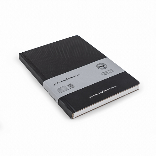Тетрадь принт Pininfarina Stone Paper черная 14х21см каменная бумага, 64 листа, линованная, твердая обложка