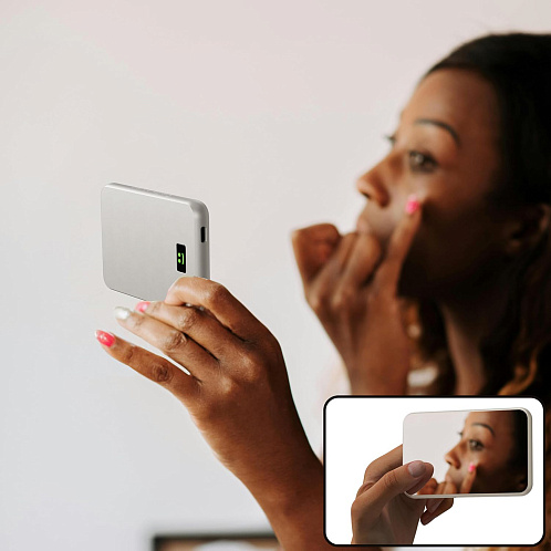 Внешний беспроводной аккумулятор Xoopar Smile с MagSafe и зеркалом, 5000 мА·ч, серебристый