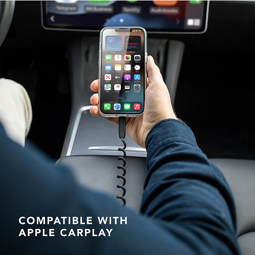 Кабель спиральный в футляре VONMAHLEN Allroundo eco с быстрой зарядкой, 90 см, черный