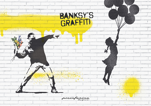 Тетрадь Pininfarina Stone Paper Banksy Улетающая девочка 14х21см каменная бумага, 64 листа, линованная
