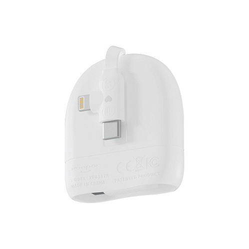 Кабель Xoopar ICE-R с ретрактором 2 в 1, разъёмы USB-C и Lightning, 60 Вт, белый