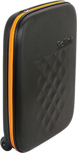 Чемодан складной Rollink Earth 55x40x20 см, 2 колеса, черный/оранжевый