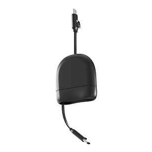 Кабель Xoopar ICE-R с ретрактором 2 в 1, разъёмы USB-C и Lightning, 60 Вт, черный