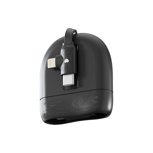 Кабель Xoopar ICE-R с ретрактором 2 в 1, разъёмы USB-C и Lightning, 60 Вт, черный