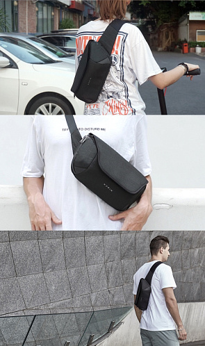 Наплечная сумка ClickSling 32,5х17,3х11 см, черная