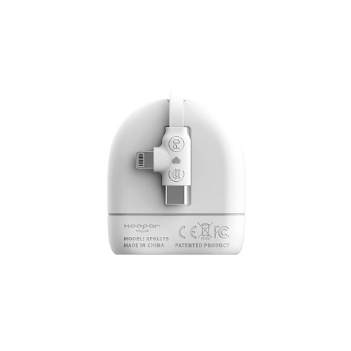 Кабель Xoopar ICE-R с ретрактором 2 в 1, разъёмы USB-C и Lightning, 60 Вт, белый